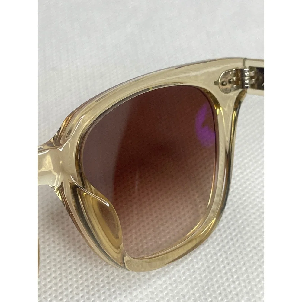 Toms Memphis Sunglasses Clear Tan Acetate Frame Gold Gradient Lenses 49[]20-143